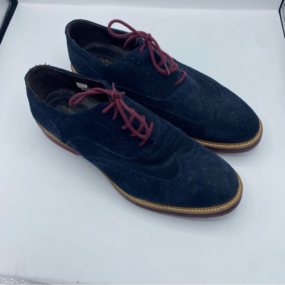 To Boot Navy Suede Oxfords with Burgundy Laces size 11.5 formal holiday‎ office